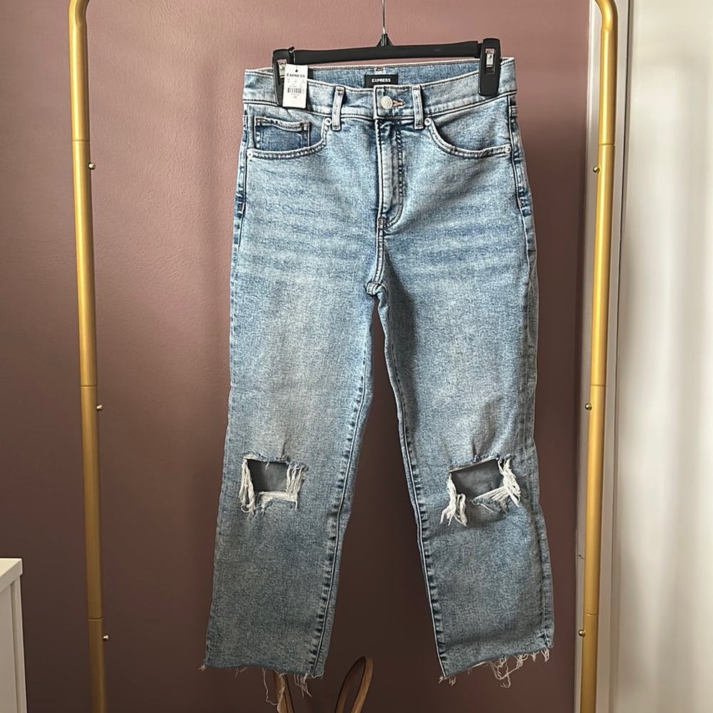 Express High Rise Straight Ankle Jeans NWT